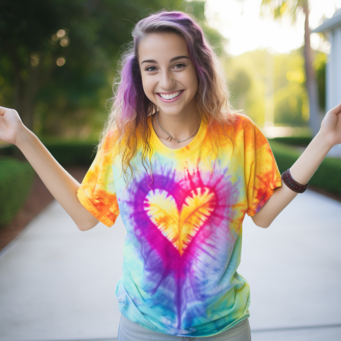 Rainbow Heart Tie Dye T-Shirt